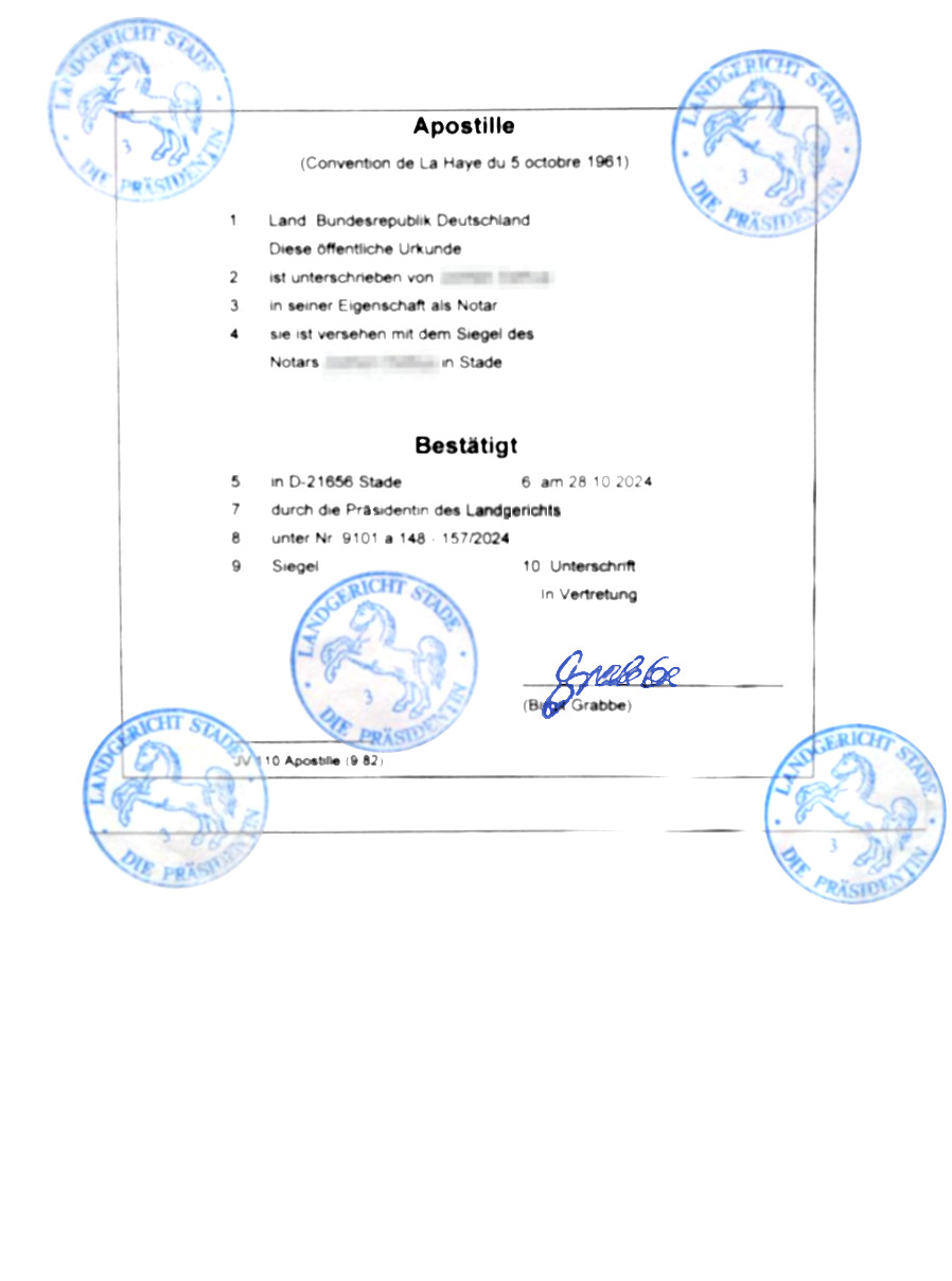 Apostille Landgericht
